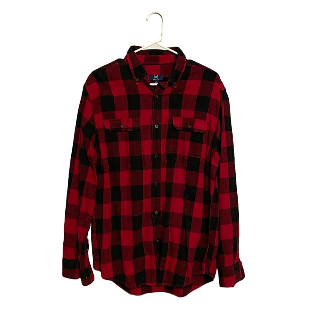 Men’s George Black and Red Buffalo Plaid Flannel | Size: Large (42-44)
